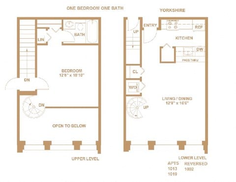 Floor plan for 1 bed, 1 bath, 710 sqft